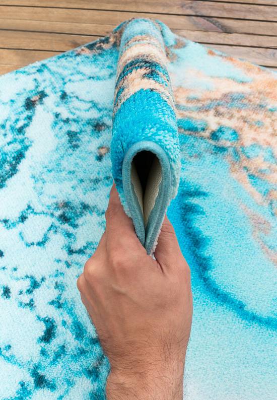 Бирюзовый коврик для ванной  Water Foam 01 Blue