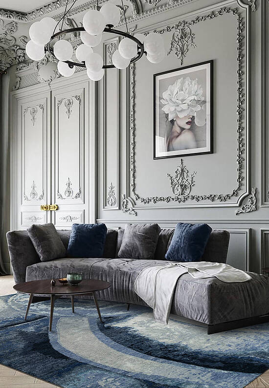 Индийский ковер ручной работы Cobalt Blue