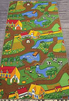 игровой коврик в перспективе Playmat DUO City Grey+Farm discount19