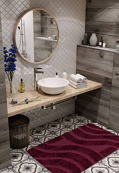 коврик для ванной в интерьере Confetti Bath Maximus Symphony 2576 Aubergine