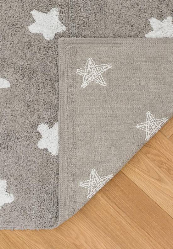 Детский стираемый ковер Stars Grey-White