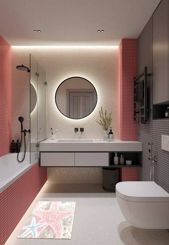 Светлый коврик для ванной  Sea Star 01 Pink