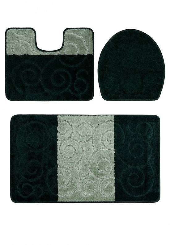 Зеленый комплект ковриков для ванной и туалета Sile 2536 Hunter Green BQF