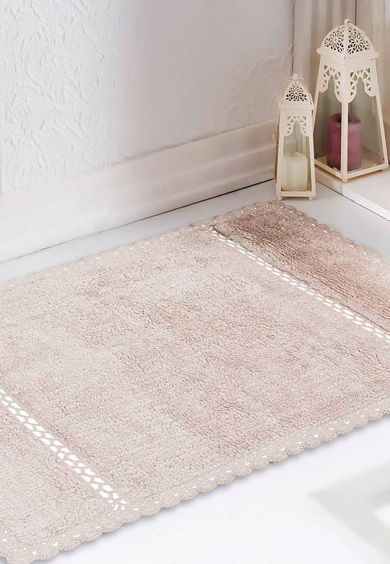 Бежевый коврик для ванной из хлопка Lorinda-Beige