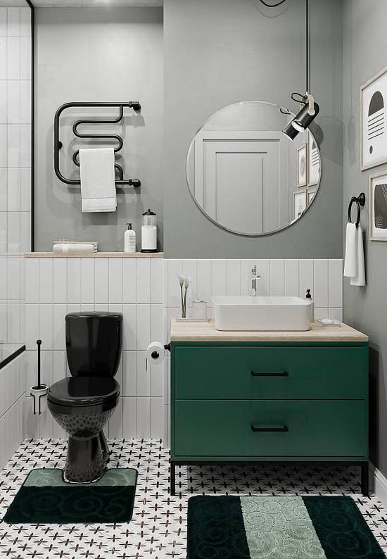 Зеленый комплект ковриков для ванной комнаты и туалета Sile 2536 Hunter Green BQ