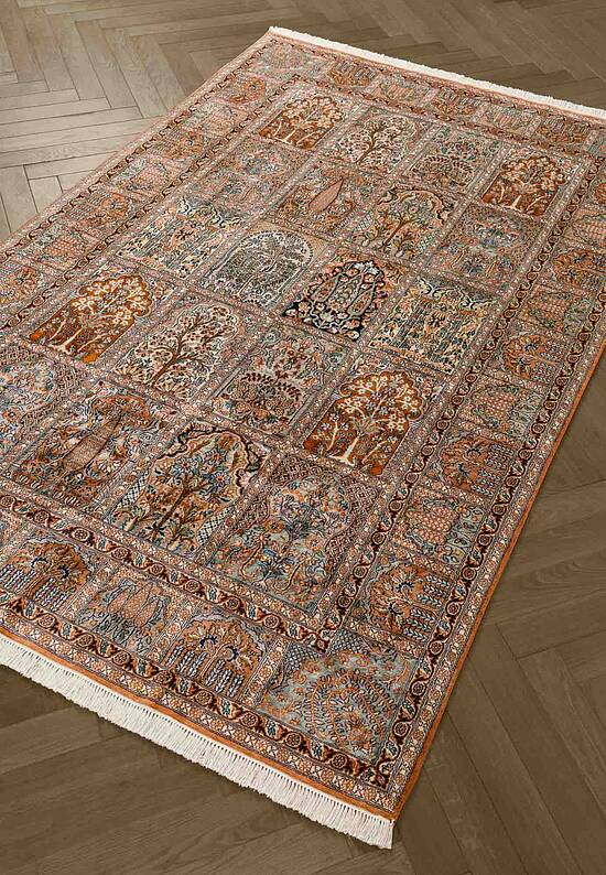 Шелковый ковер ручной работы из Индии 236042-Ghom rust