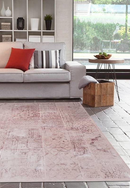 Турецкий ковер из хлопка и вискозы Patchwork Pembe