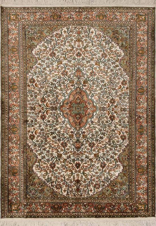 Шелковый ковер ручной работы из Индии 243814-Kerman beige/rust