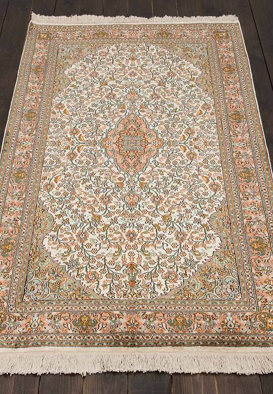 Шелковый ковер ручной работы из Индии 243814-Kerman beige/rust