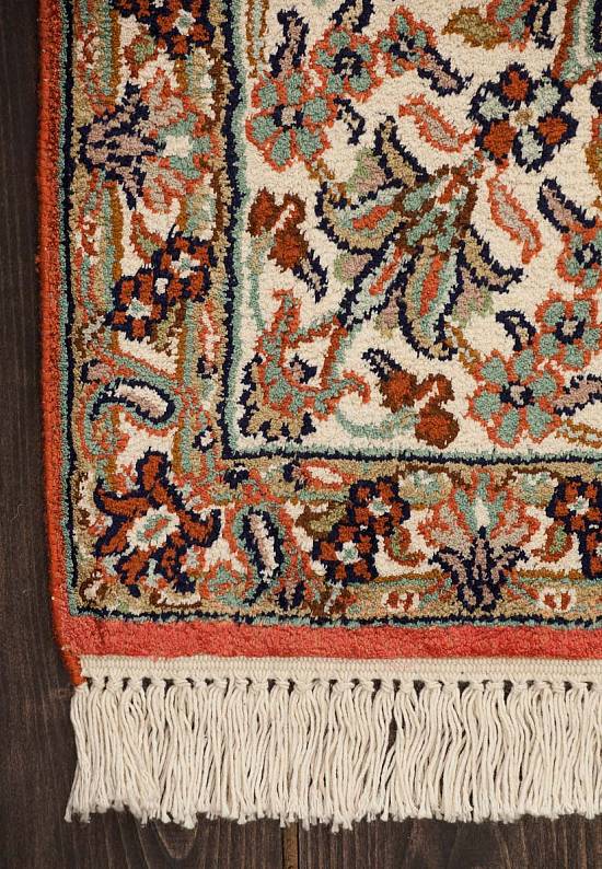 Шелковый ковер ручной работы из Индии 244073-Nain red/beige