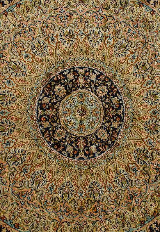 Шелковый ковер ручной работы 474884 Blue-Green