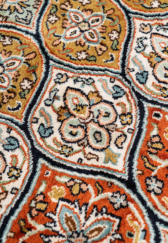 Шелковый ковер из Индии Hamadan Red Beige