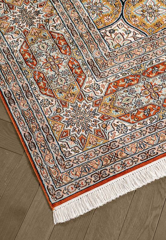 Шелковый ковер из Индии Hamadan Red Beige