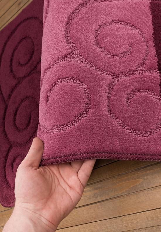 Бордово-фиолетовый комплект ковриков для ванной комнаты и туалета Sile 2576 Aubergine BQF