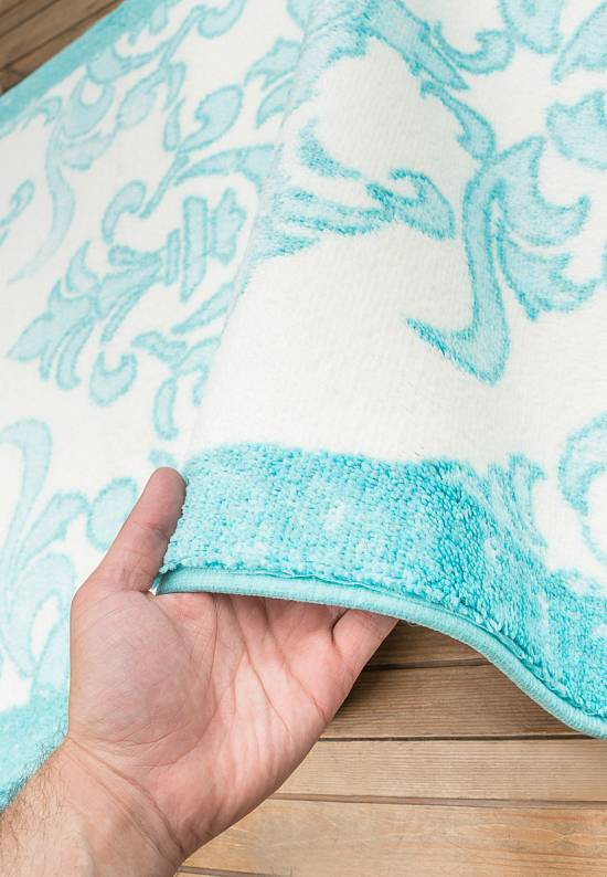 Бирюзовый коврик для ванной  Shabby Damask 01 Blue