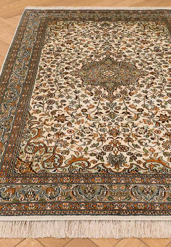 Шелковый ковер ручной работы из Индии 243424-Saroukh beige/green