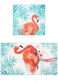 дизайн комплекта ковриков для ванной Confetti Bath Bella Flamingo 01 Turquoise