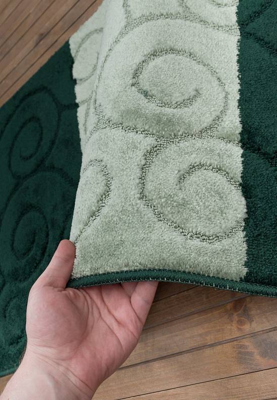 Зеленый комплект ковриков для ванной и туалета Sile 2536 Hunter Green BQF