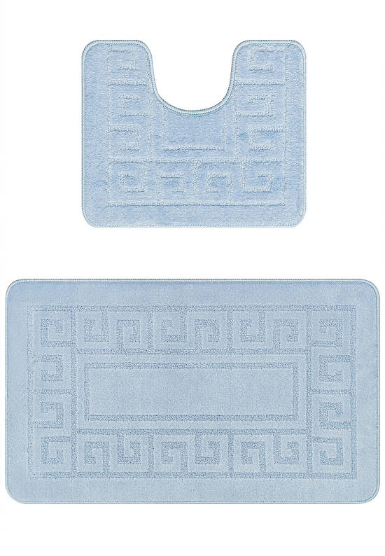 Голубой комплект ковриков для ванной и туалета Ethnic 2522 Baby Blue BQ