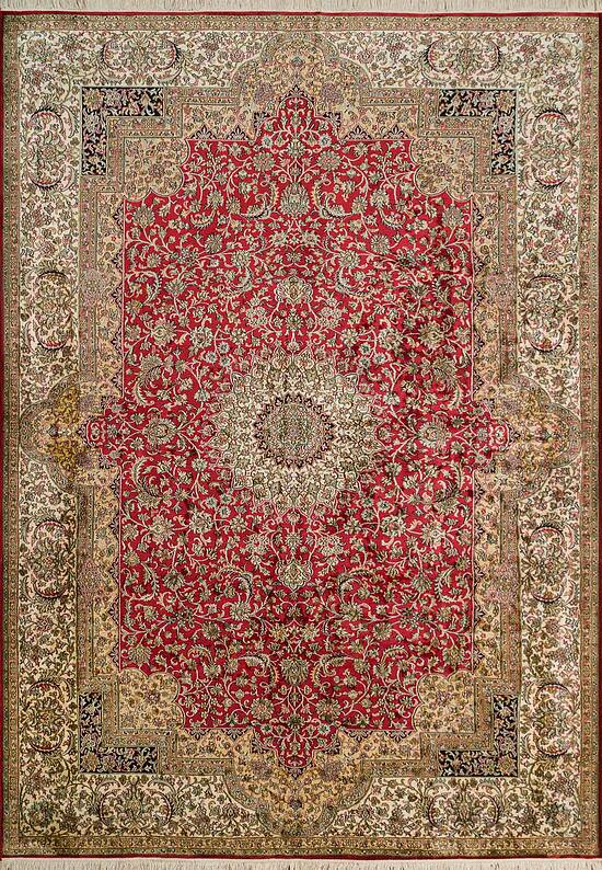 Шелковый ковер ручной работы 474874 Red