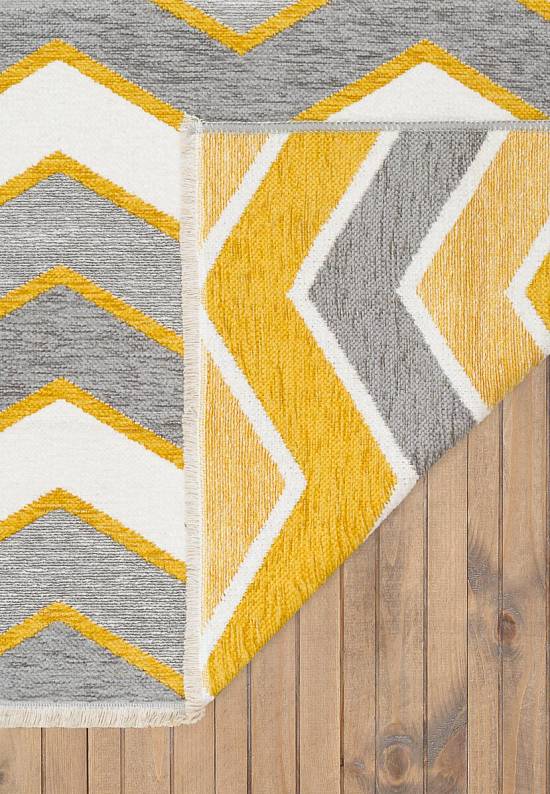 Двусторонний безворсовый ковер из шенилла NK 05 Grey Yellow
