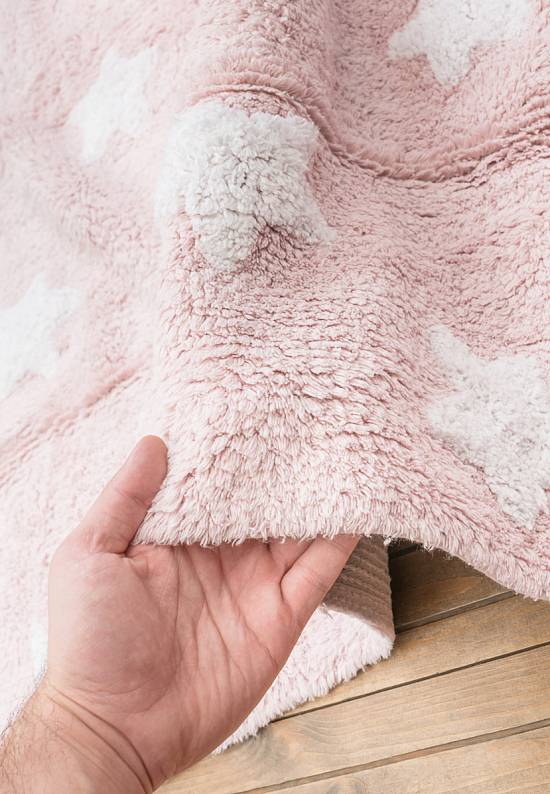Детский стираемый ковер Stars Pink-White C-R-SW