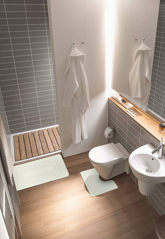Белый комплект ковриков для ванной и туалета Ethnic 2581 Pearl White PS