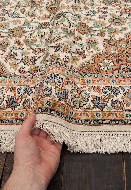 Шелковый ковер ручной работы из Индии 244190-Kerman beige/brown