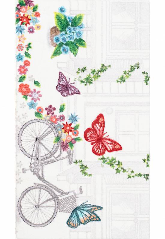 Коврик для ванной в стиле прованс Flower Basket 01 White