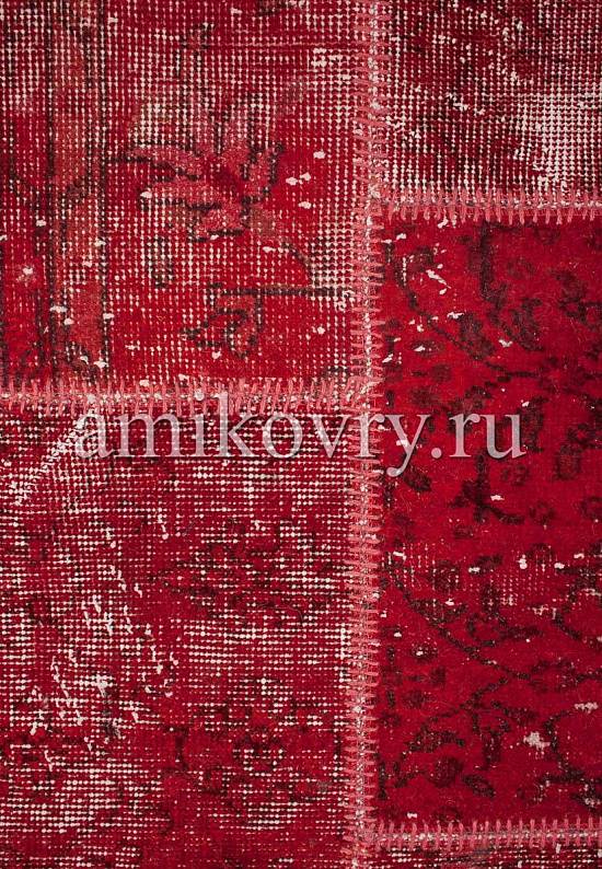 Безворсовый ковер-пэчворк ручной работы 013-Ribbon Red