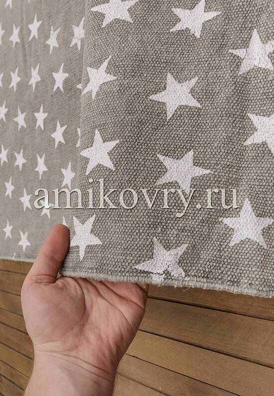 Безворсовый ковер ручной работы JC International JHC-01 grey-white multi stars