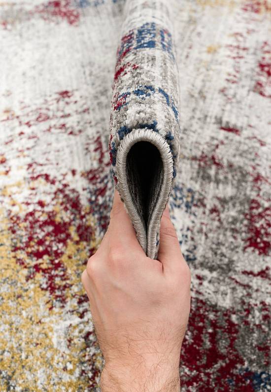 Современный синтетический ковер D838-Gray-Red