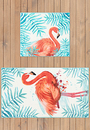 дизайн комплекта ковриков для ванной Confetti Bath Bella Flamingo 01 Turquoise