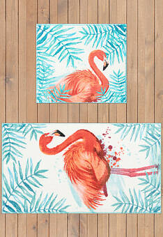дизайн комплекта ковриков для ванной Confetti Bath Bella Flamingo 01 Turquoise
