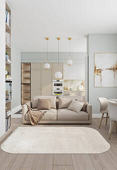 ковер в интерьере MRN 03 Cream Grey фигура