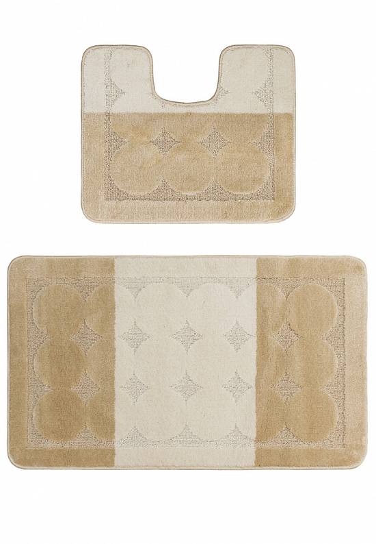Бежевый комплект ковриков для ванной комнаты и туалета Edremit 2540 Beige BQ
