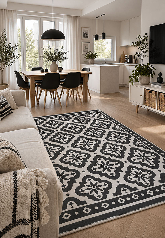 Безворсовый ковер Arya Neo ARN 08 Antrasit White