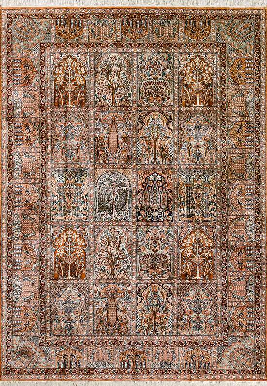 Шелковый ковер ручной работы из Индии 236042-Ghom rust