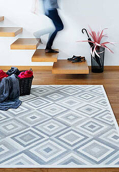 безворсовый ковер в интерьере лицевой стороной Smart Weave Tahula-Silver