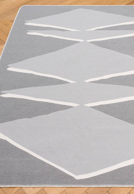 Безворсовый ковер из хлопка ARN 09 Grey White