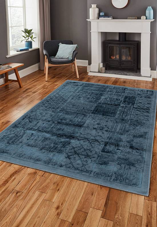Турецкий ковер из хлопка и вискозы Patchwork Kurmay