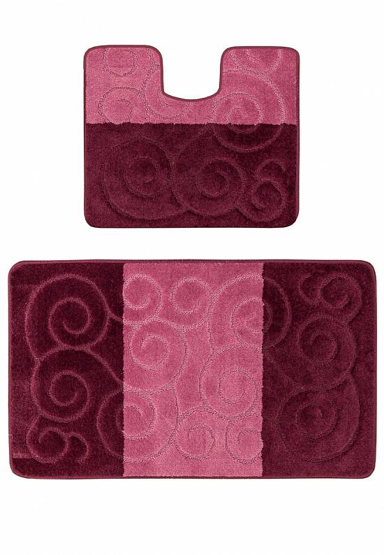 Бордово-фиолетовый комплект ковриков для ванной комнаты и туалета Sile 2576 Aubergine BQ