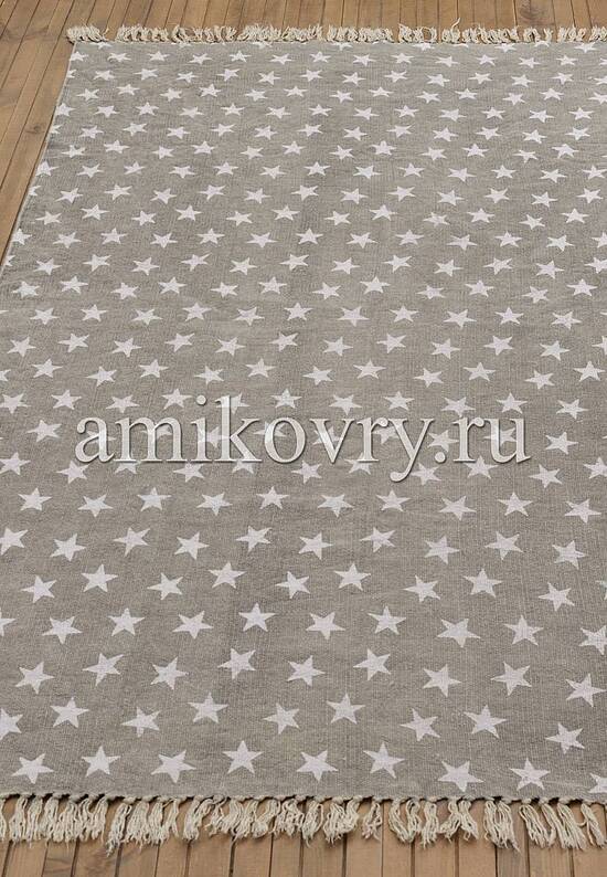 Безворсовый ковер ручной работы JC International JHC-01 grey-white multi stars