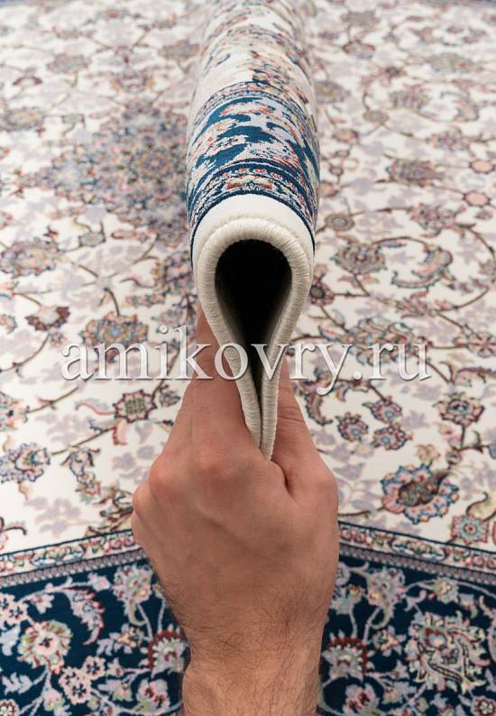 Иранский высокоплотный ковер Parmoon Cream-Dark Blue