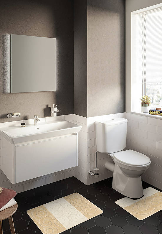 Бежевый комплект ковриков для ванной комнаты и туалета Sile 2540 Beige PS