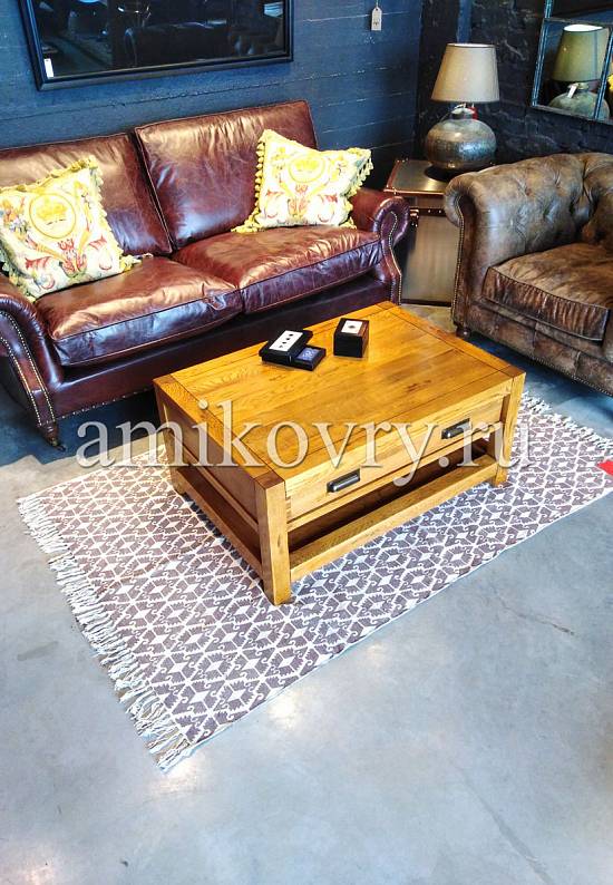 Безворсовый ковер ручной работы из Индии JHC-07 natural-chocolate kilim discount2