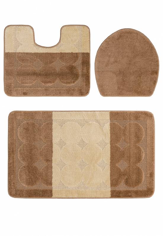 Бежево-коричневый комплект ковриков для ванной комнаты и туалета Edremit 2546 Light Brown BQF