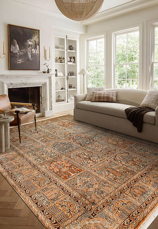 Шелковый ковер ручной работы из Индии 236042-Ghom rust