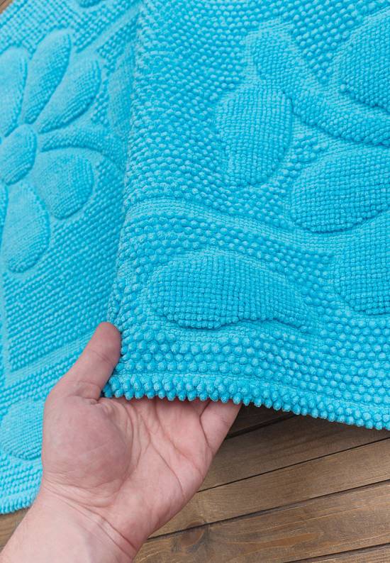 Бирюзовый коврик для ванной из хлопка SCTN 10-Turquoise