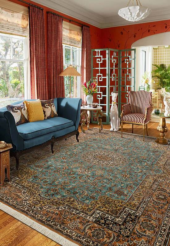 Шелковый ковер ручной работы IIST-GIKNKNE9J Kashan Ferozi